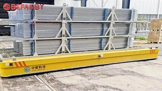 Carrello di trasferimento su rotaia elettrico per la movimentazione di materiali industriali a base piatta alimentato a batteria di Befanby Cina