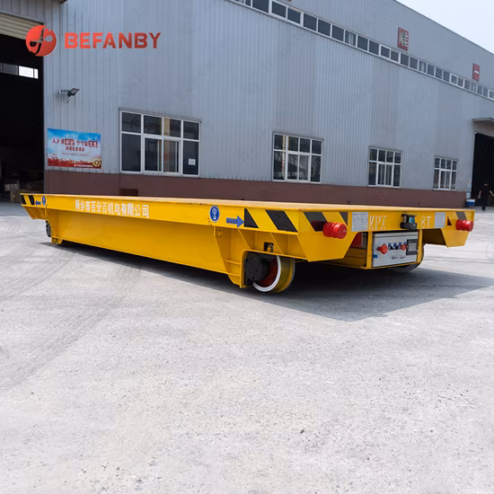 Carrello di trasferimento su rotaia elettrico per la movimentazione di materiali industriali a base piatta alimentato a batteria di Befanby Cina